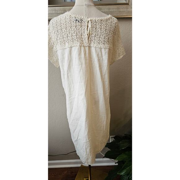 NEW Gap Short Sleeve Cotton Floral Lace Embroidered Midi‎ Dress Women Sz L Cream - Picture 5 of 7